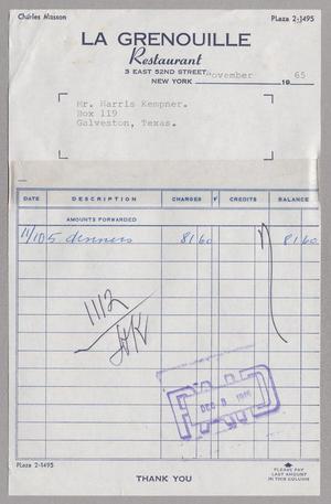 [Invoice for Dinner, November 1965]