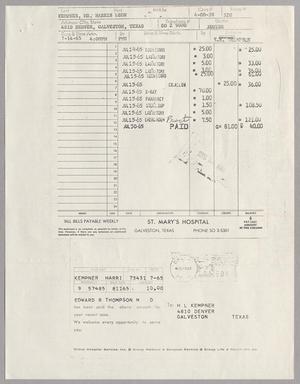 [Account Statements for St. Mary's Hospital and Blue Cross, July 1965]