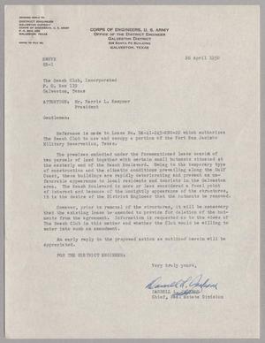 [Letter from Darrell L. Jackson to The Beach Club, Incorporated, April 26, 1950]