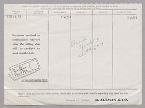 [Account Statement for B. Altman & Co., February 14, 1953]