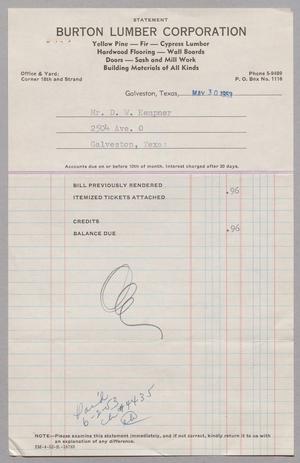 [Invoice for Balance Due to Burton Lumber Corporation, May 1953]