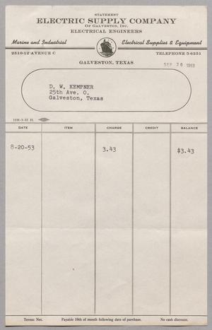 [Statement from Electric Supply Company: August, 1953]