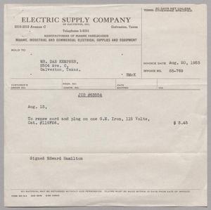 [Invoice for Renewing a Cord and Plugging on a General Electric Iron Cartridge]