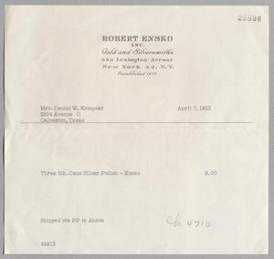 [Invoice for Cans of Ensko Silver Polish, April 7, 1953]