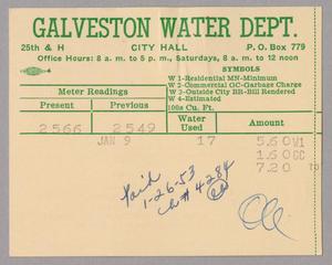 Galveston Water Works Monthly Statement (2524 O 1/2): 1953