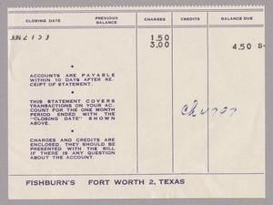 Primary view of object titled '[Account Statement for Fishburn's, June 27, 1953]'.