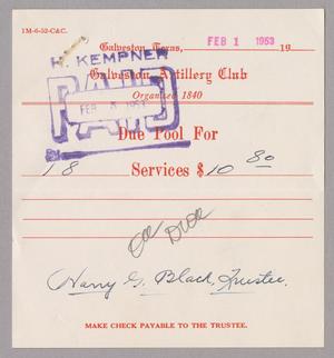[Bill for Club Services, February 1, 1953]