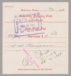 [Bill for Club Services, June 1, 1953]