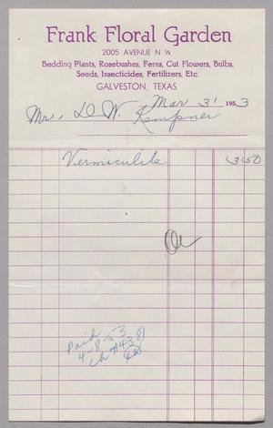 [Invoice for Vermiculite Mineral, March 31, 1953]