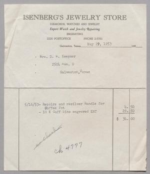 [Invoice for Repairing and Silvering Handle of a Coffee Pot and Engraving Cuff Links]