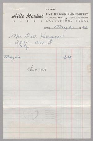 [Invoice for Hill's Market, May 30, 1953]