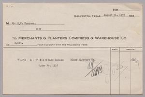[Invoice to Merchants & Planters Compress & Warehouse Co., August 31, 1953]