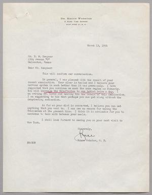 [Letter from Dr. Bruce Webster to D. W. Kempner, March 13, 1956]