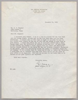 [Letter from Dr. Bruce Webster to D. W. Kempner, December 12, 1955]