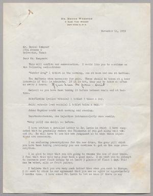 [Letter from Dr. Bruce Webster to Daniel Kempner, November 11, 1955]