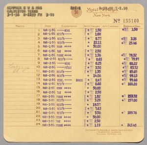 [Itimized Invoice for Hotel St. Regis: March 1956]
