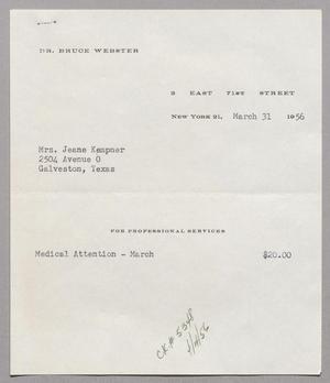 [Invoice for Medical Attention, March 1956]