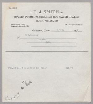 [Invoice for Repaired Leak From 3rd Floor, March 1956]