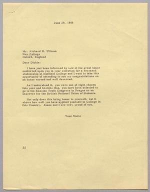 [Letter from D. W. Kempner to Richard H. Ullman, June 29, 1956]
