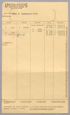 [Account Statement for United States National Bank, July 1956]