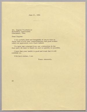 [Letter from D. W. Kempner to Eugene Westheimer, June 21, 1956]