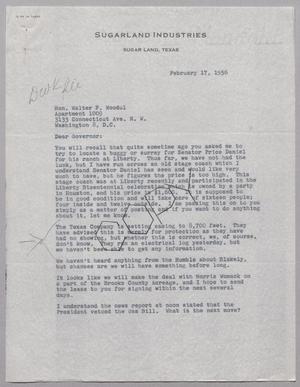 [Letter from Sugarland Industries to Walter F. Woodul, February 17, 1956]