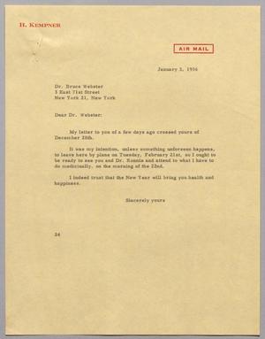 [Letter from D. W. Kempner to Dr. Bruce Webster, January 3, 1956]