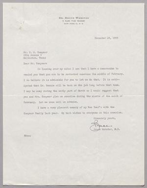 Primary view of object titled '[Letter from Dr. Bruce Webster to D. W. Kempner, December 28, 1955]'.