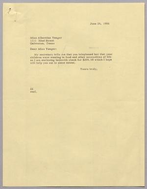 [Letter from D. W. Kempner to Albertine Yeager, June 26, 1956]