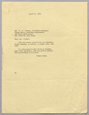 [Letter from D. W. Kempner to W. A. Walker, April 11, 1956]