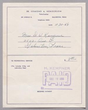 [Invoice for Professional Services, November 1956]