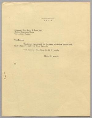 [Letter from Harris L. Kempner to Rice Kerr & Co., December 28, 1959]