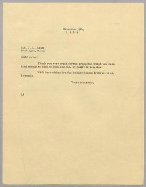 [Letter from Harris L. Kempner to J. L. Brett, December 19, 1959]