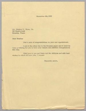 [Letter to Stanley G. Blum Jr. Regarding New Employment, December 8, 1959]