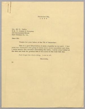 [Letter from Harris L. Kempner to Eli W. Tullis, December 8, 1959]