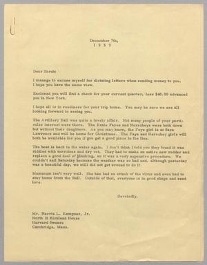 [Letter to Harris L. Kempner Jr. Regarding Personal Topics, December 7, 1959]