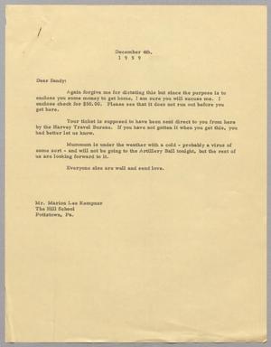 [Letter to Marion L. Kempner Regarding Personal Topics, December 4, 1959]