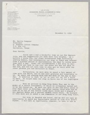 [Letter from Harris K. Weston to Harris L. Kempner, December 2, 1959]