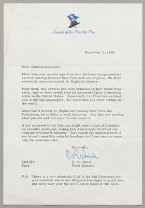 [Letter from C. R. Smith to Harris L. Kempner, December 3, 1959]