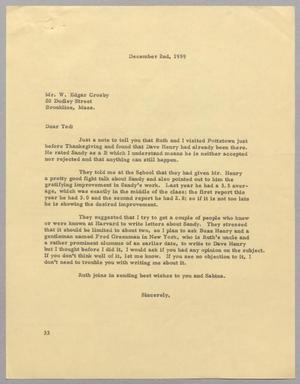 [Letter from Harris L. Kempner to W. Edgar Crosby, December 2, 1959]