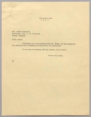 [Letter from Harris L. Kempner to Andre Francois, November 13, 1959]