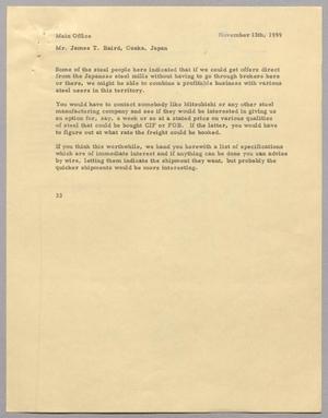 [Letter from Harris L. Kempner to James T. Baird, November 13, 1959]