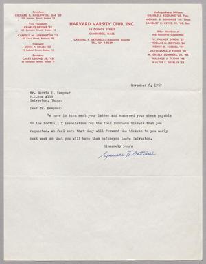 [Letter from Carroll F. Getchell to Harris Leon Kempner, November 6, 1959]