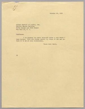 [Letter from Harris L. Kempner to Alfred Dunhill of London, Inc., October 24, 1959]