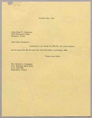 [Letter from Harris Leon Kempner to Edna W. Saunders, October 8th, 1959]