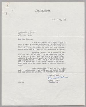 Primary view of object titled '[Letter from Edward T. Hall to Harris Leon Kempner, October 13, 1959]'.