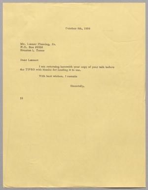 [Letter from Harris Leon Kempner to Lamar Fleming, Jr., October 6th, 1959]