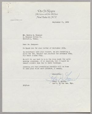 Primary view of object titled '[Letter from Frank J. Greene to Harris L. Kempner, September 21, 1959]'.