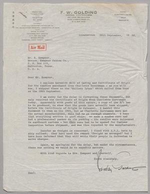 Primary view of object titled '[Letter from Brinsley Golding to Harris Leon Kempner, September 29, 1959]'.