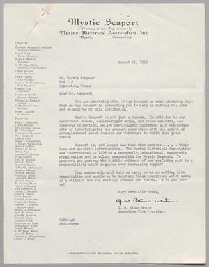Primary view of object titled '[Letter from the Marine Historical Association, Inc. to Harris Leon Kempner, August 11, 1959]'.